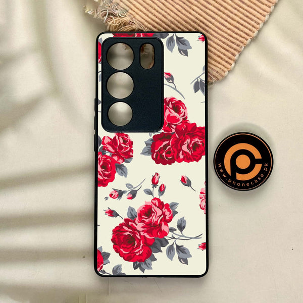 Vivo V29 - Floral Series Design 8 - Premium Printed Glass soft Bumper Shock Proof Case CS-26903