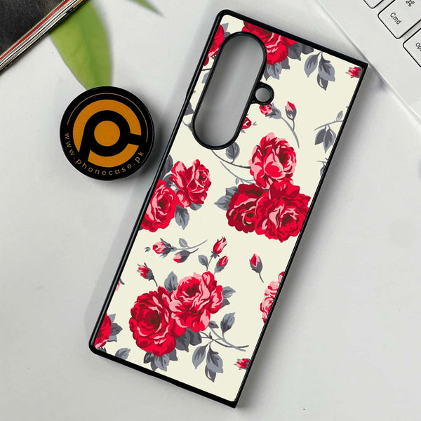 Samsung Galaxy Z Fold 7 - Floral Series Design 8 -  Premium Metal Printed soft Bumper shock Proof Case