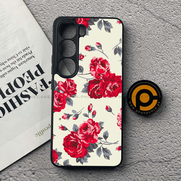 Vivo V40 Lite (IDN) - Floral Series Design 8 - Premium Metal Printed soft Bumper Shock Proof Case