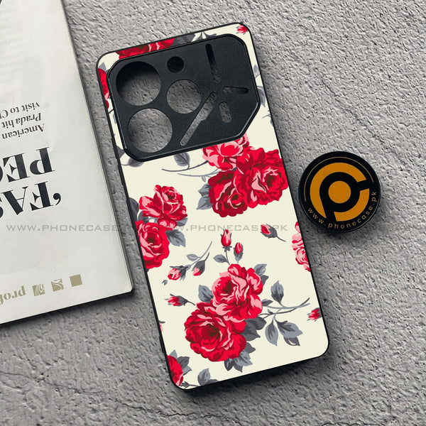 Tecno Pova 6 Pro - Floral Series Design 8 - Premium Printed Glass soft Bumper Shock Proof Case