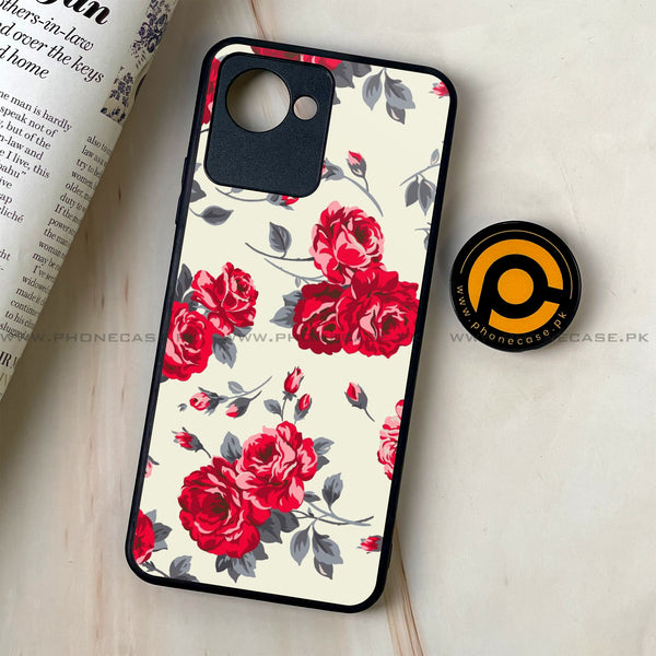 Realme C30 - Floral Series Design 8 - Premium Printed Glass soft Bumper Shock Proof Case