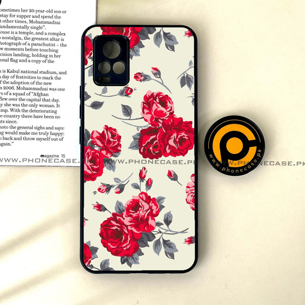Vivo V20 - Floral Series Design 8 - Premium Printed Glass soft Bumper Shock Proof Case