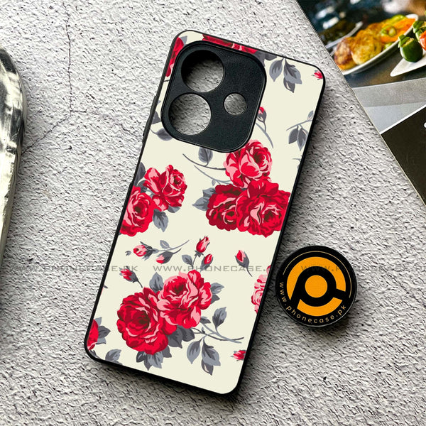 Oppo A3x/OPPO A3 4G 2024 - Floral Series Design 8 - Premium Printed Glass soft Bumper shock Proof Case CS-23314 CS-23629