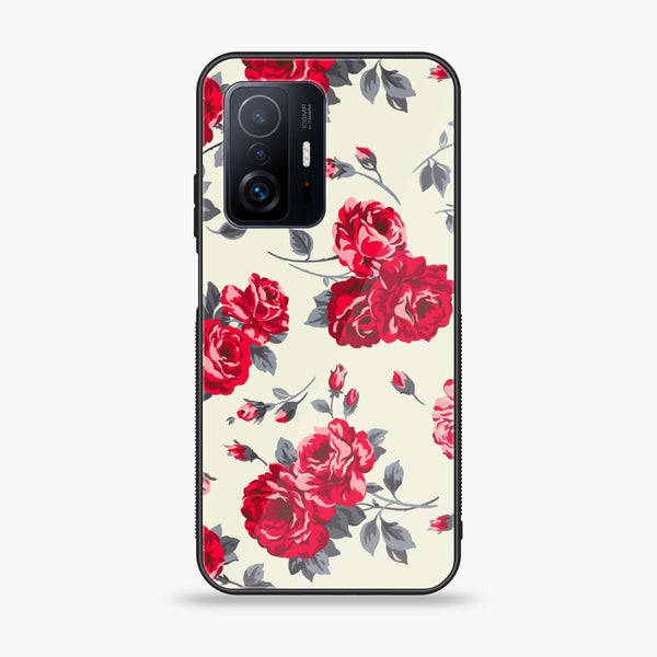 Xiaomi 11T - Floral Series Design 8 - Premium Printed Glass soft Bumper Shock Proof Case