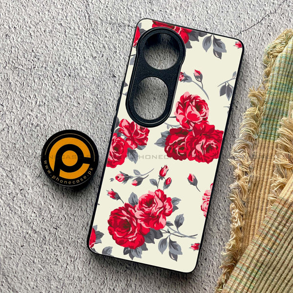 Vivo V40 - Floral Series Design 8 - Premium Printed Glass soft Bumper shock Proof Case CS-22815