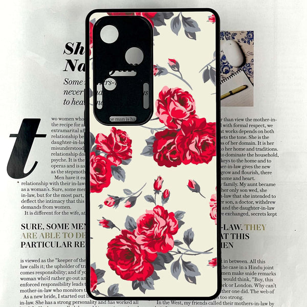 Vivo V30 - Floral Series Design 8 - Premium Printed Glass soft Bumper shock Proof Case  CS-35229