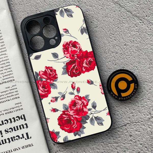 iPhone 15 Pro Max - Floral Series Design 8 - Premium Metal Printed soft Bumper shock Proof Case