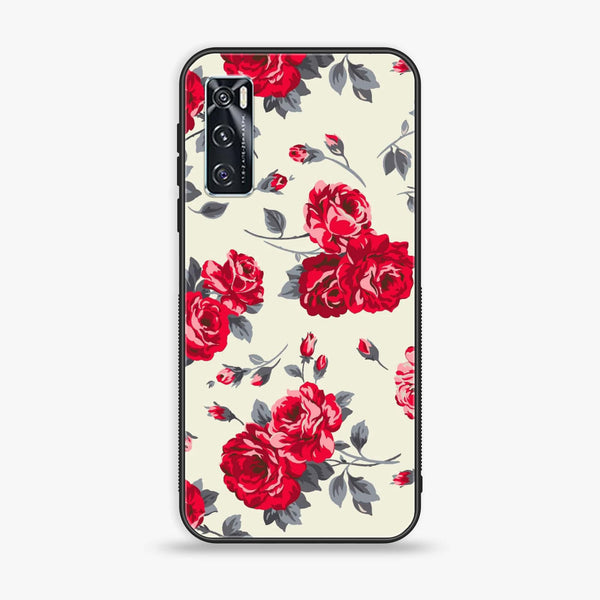 Vivo V20 SE - Floral Series Design 8 - Premium Printed Glass soft Bumper Shock Proof Case