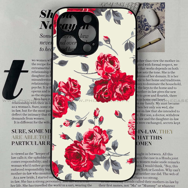 iPhone 15 Pro - Floral Series Design 8 - Premium Printed Glass soft Bumper shock Proof Case