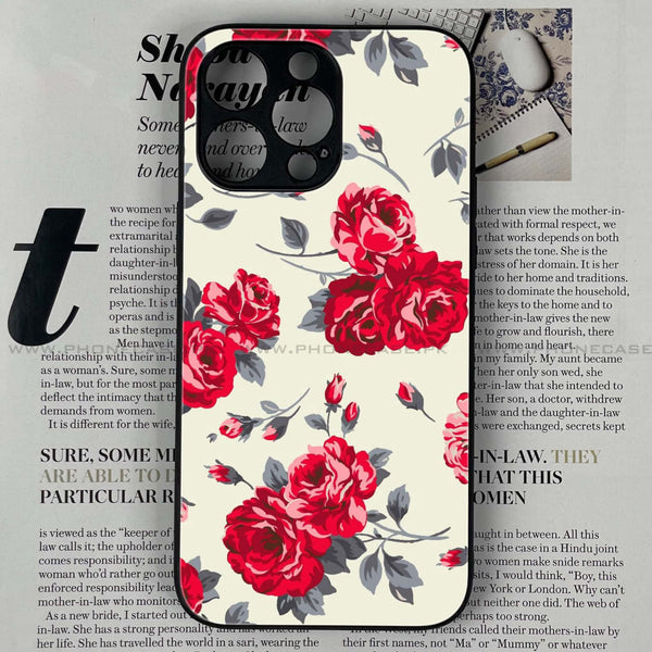 iPhone 15 Pro - Floral Series Design 8 - Premium Printed Glass soft Bumper shock Proof Case CS-9266 CS-9267