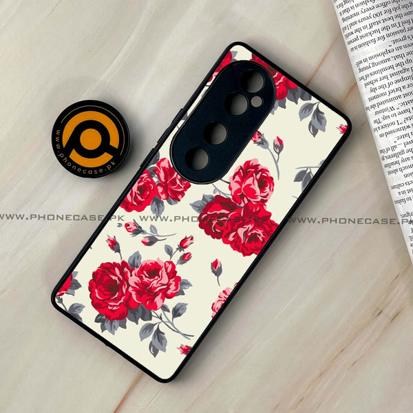 Vivo V40 - Floral Series Design 8 - Premium Printed Glass soft Bumper shock Proof Case