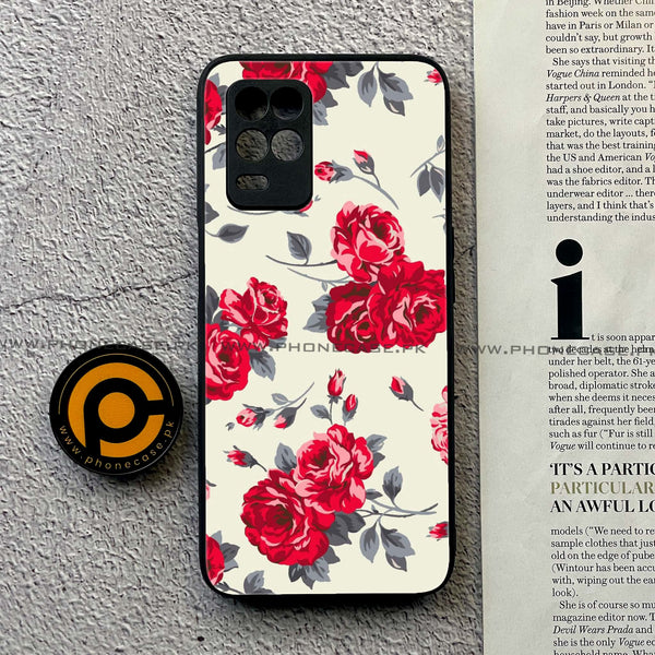 Realme Narzo 30 5G - Floral Series Design 8 -  Premium Printed Metal soft Bumper shock Proof Case
