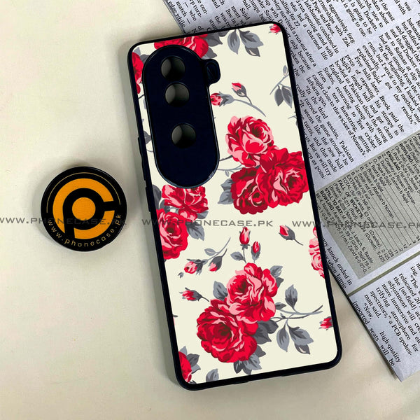 Vivo V40e - Floral Series Design 8 - Premium Printed Glass soft Bumper shock Proof Case