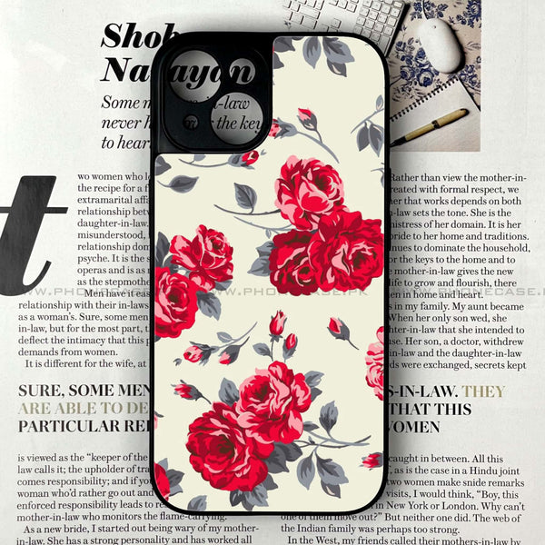 iPhone 15 Plus - Floral Series Design 8 - Premium Metal Printed soft Bumper shock Proof Case CS-44338