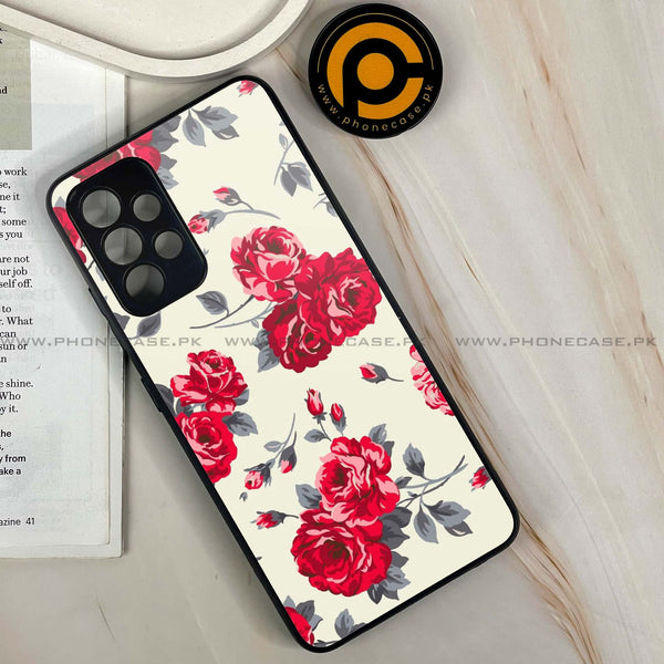 Samsung Galaxy A13 - Floral Series Design 8 - Premium Printed Glass soft Bumper Shock Proof Case