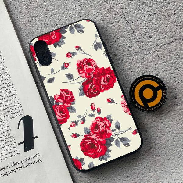 iPhone XR - Floral Series Design 8 - Premium Metal Printed soft Bumper shock Proof Case