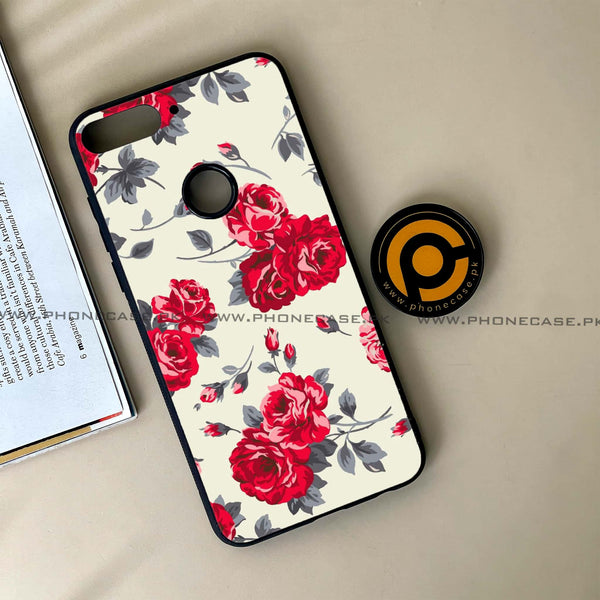 HUAWEI Y7 PRIME (2018) - Floral Series Design 8 - Premium Printed Glass soft Bumper Shock Proof Case