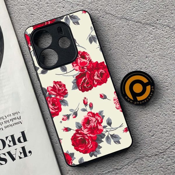 Xiaomi Redmi Note 14 - Floral Series Design 8 - Premium Printed Glass soft Bumper Shock Proof Case
