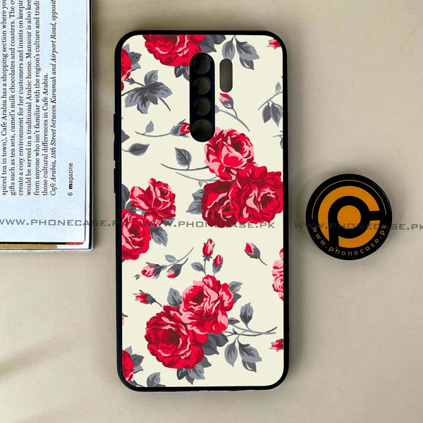 Xiaomi Redmi 9 - Floral Series Design 8 - Premium Printed Glass soft Bumper Shock Proof Case