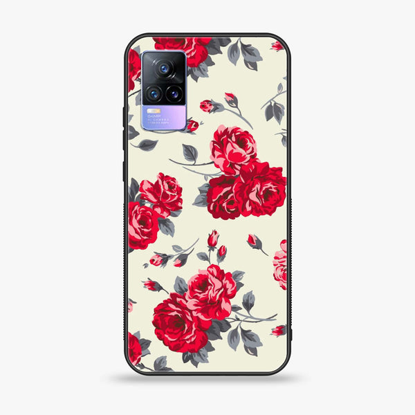 Vivo V21e - Floral Series Design 8 - Premium Printed Glass soft Bumper Shock Proof Case CS-42573