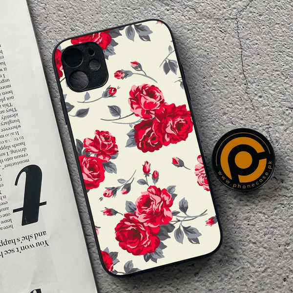 iPhone 11 - Floral Series Design 8 - Premium Printed Glass soft Bumper shock Proof Case