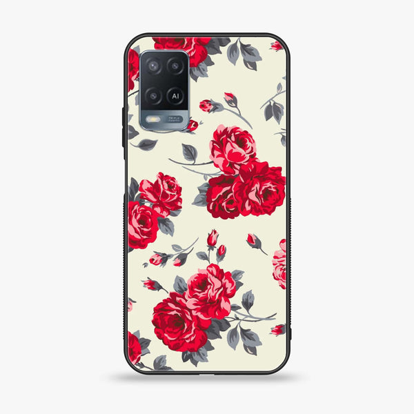 OPPO A54 - Floral Series Design 8 - Premium Printed Glass soft Bumper Shock Proof Case