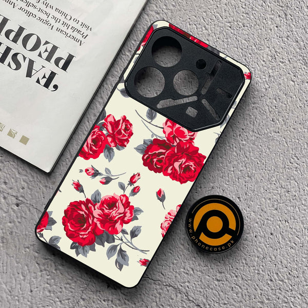 Tecno Pova 6 Neo - Floral Series Design 8 - Premium Metal  Printed soft Bumper shock Proof Case