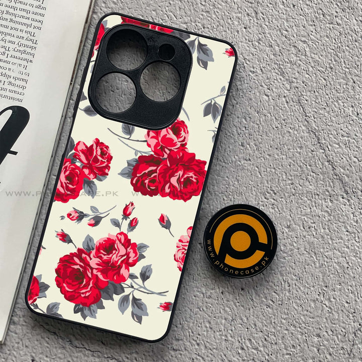 Infinix Hot 40i - Floral Series Design 8 - Premium Metal Printed soft Bumper shock Proof Case