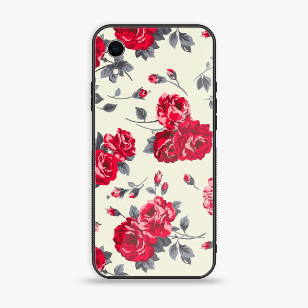 iPhone XR - Floral Series Design 8 - Premium Printed Glass soft Bumper Shock Proof Case CS-16835