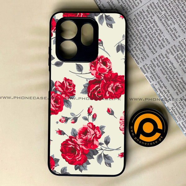 Infinix Hot 50i - Floral Series Design 8 - Premium Printed Glass soft Bumper Shock Proof Case