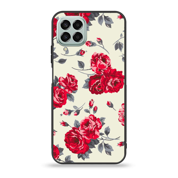 Samsung Galaxy M33 - Floral Series Design 8 - Premium Printed Glass soft Bumper Shock Proof Case