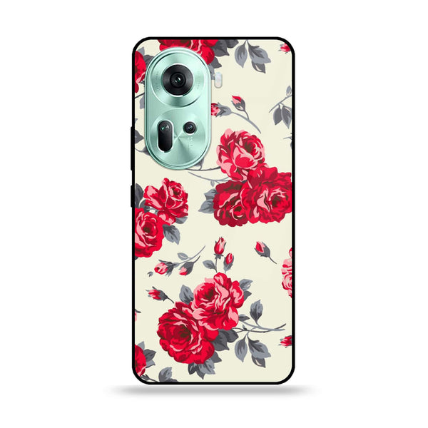 Oppo Reno 11 5G - Floral Series Design 8 -  Premium Printed Metal soft Bumper shock Proof Case