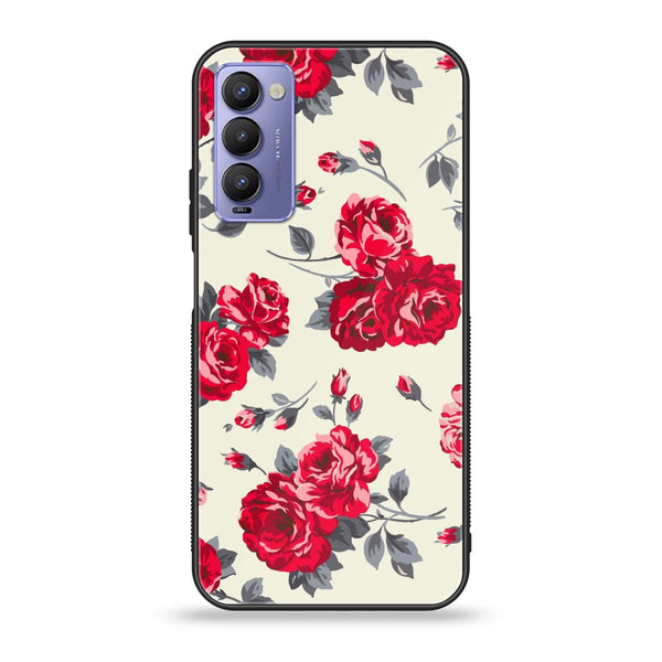 Tecno Camon 18T - Floral Series Design 8 - Premium Printed Glass soft Bumper Shock Proof Case