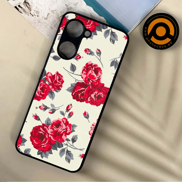 Vivo Y18 - Floral Series Design 8 -  Premium Printed Metal soft Bumper shock Proof Case