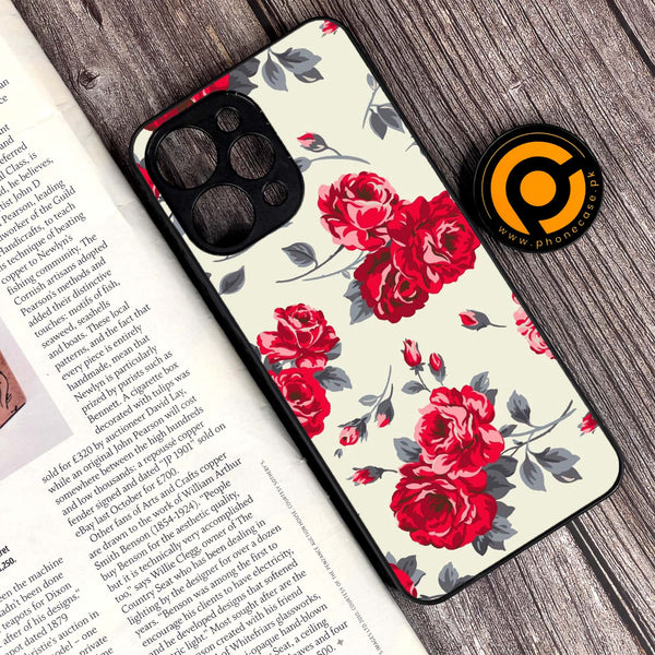 Xiaomi Redmi 12 - Floral Series Design 8 - Premium Printed Glass soft Bumper Shock Proof Case  CS-42981