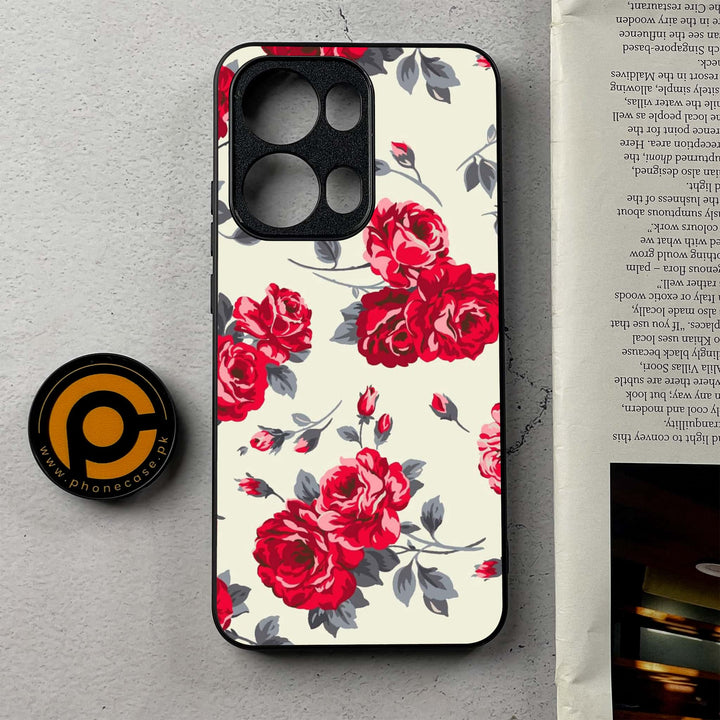 Oppo Reno 13 Pro - Floral Series Design 8 - Premium Metal Printed Soft Bumper Shockproof Case