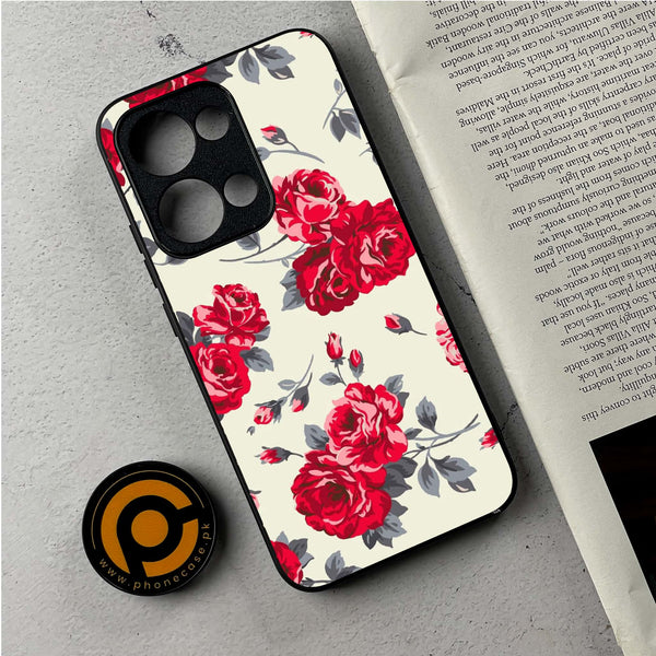 Oppo Reno 13 - Floral Series Design 8 - Premium Metal Printed Soft Bumper Shockproof Case