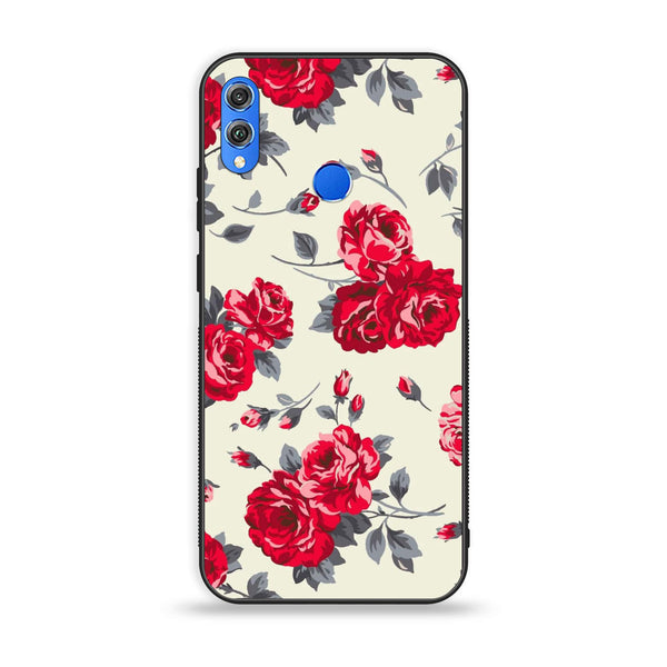 Huawei Honor 8X - Floral Series Design 8 - Premium Printed Glass soft Bumper Shock Proof Case