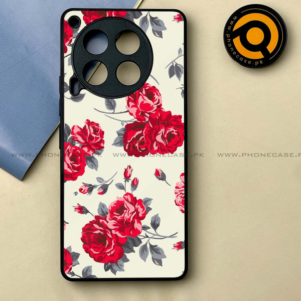 Tecno Camon 30 -  Floral Series Design 8 -  Premium Printed Metal soft Bumper shock Proof Case