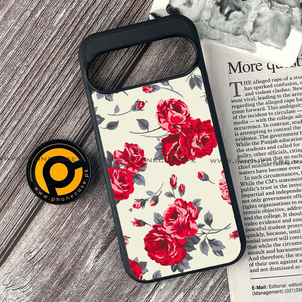 Google Pixel 9 - Floral Series Design 8 - Premium Printed Glass soft Bumper shock Proof Case