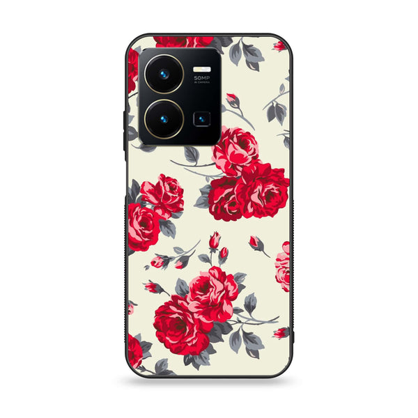 Vivo Y35 - Floral Series Design 8 - Premium Printed Glass soft Bumper Shock Proof Case