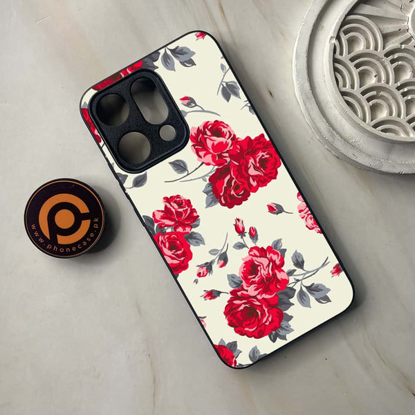 Oppo Reno 14 5G - Floral Series Design 8 - Premium Metal Printed soft Bumper shock Proof Case
