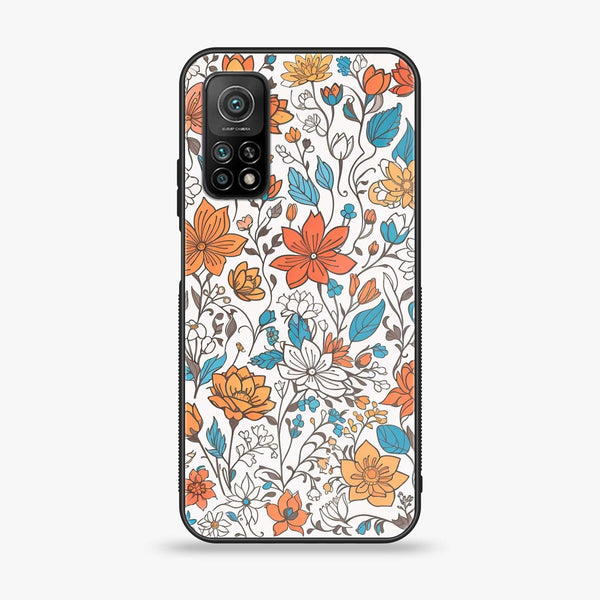 Xiaomi Mi 10T - Floral Series Design 9 - Premium Printed Glass soft Bumper Shock Proof Case
