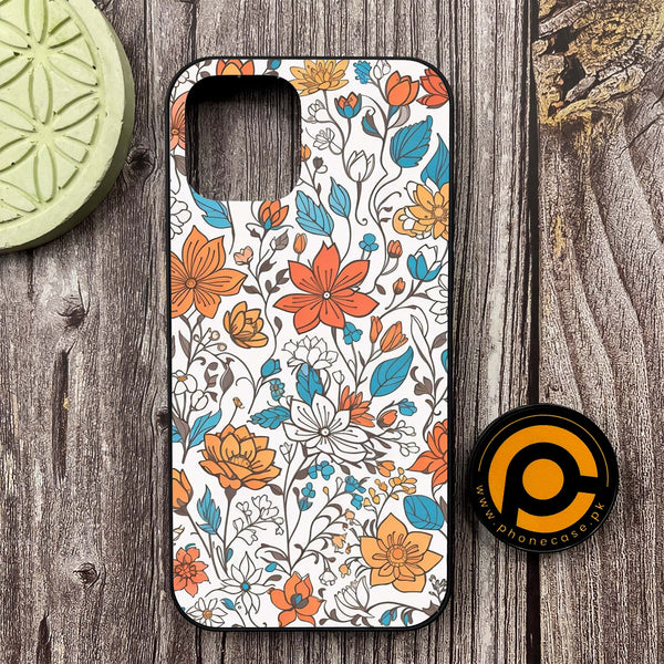 iPhone 12 - Floral Series Design 9 - Premium Metal Printed soft Bumper shock Proof Case
