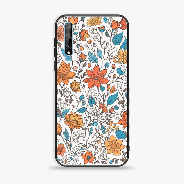 Huawei Y8p - Floral Series Design 9 - Premium Printed Glass soft Bumper Shock Proof Case