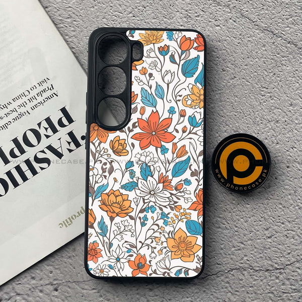 Vivo V40 Lite (IDN) - Floral Series Design 9 - Premium Metal Printed soft Bumper Shock Proof Case