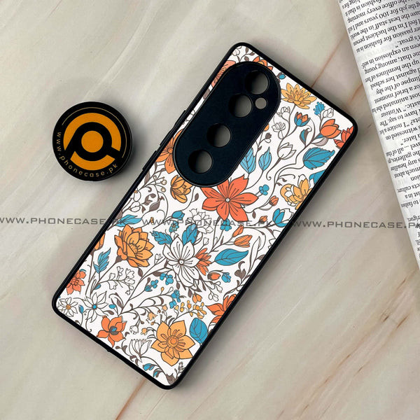 Vivo V40 - Floral Series Design 9 - Premium Printed Glass soft Bumper shock Proof Case