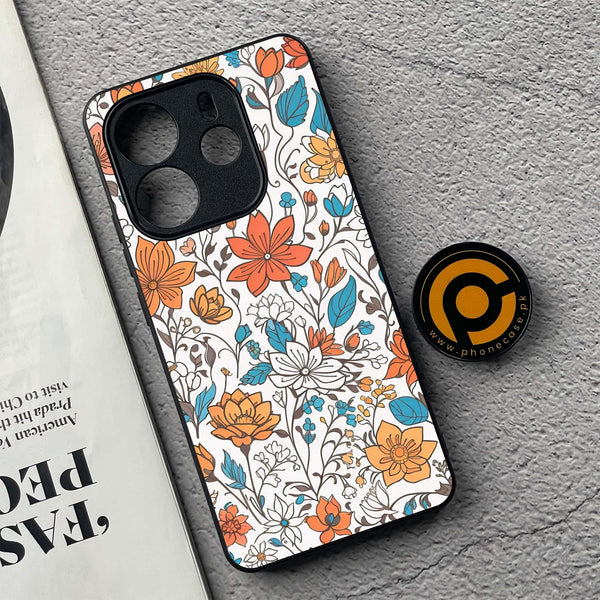 Xiaomi Redmi Note 14 - Floral Series Design 9 - Premium Printed Glass soft Bumper Shock Proof Case