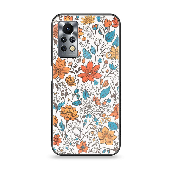 Infinix Note 11s - Floral Series Design 9 - Premium Printed Glass soft Bumper Shock Proof Case