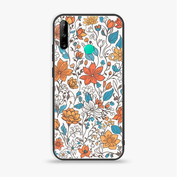 Huawei Y7p - Floral Series Design 9 - Premium Printed Glass soft Bumper Shock Proof Case